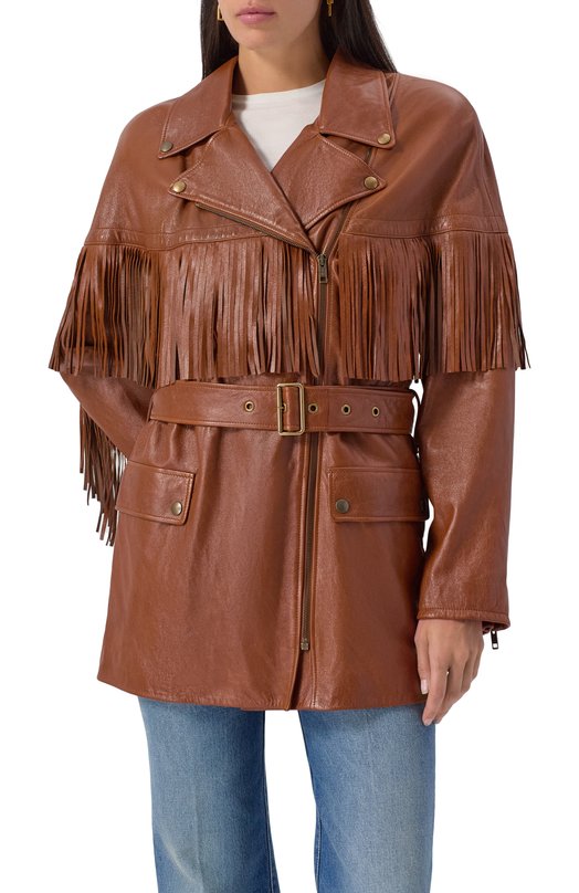 Кожаная куртка Chloé CH25SCM13216 Коричневый  CH25SCM13216 Фото 3