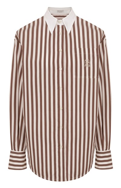 Женская рубашка из хлопка и шелка BRUNELLO CUCINELLI, арт. MH757RF226