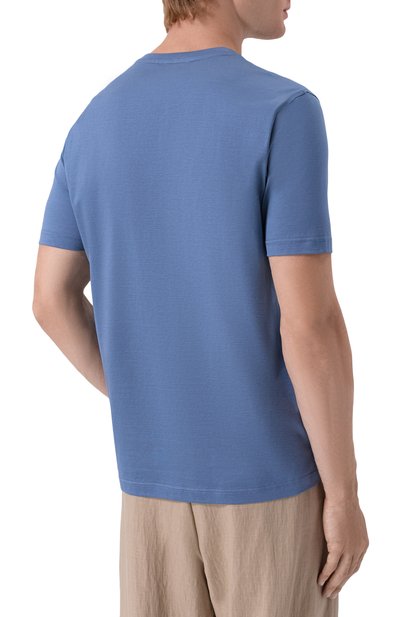 Хлопковая футболка CORNELIANI голубого цвета по цене 33650 руб., арт. 27G500/2725000, фото 4 Хлопковая футболка CORNELIANI, арт. 27G500/2725000, фото 4