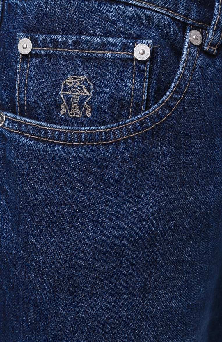 Мужские джинсы traditional fit BRUNELLO CUCINELLI темно-синего цвета, арт. M241PD3210 | Фото 6 (Материал внешний: Хлопок, Деним; Длина (брюки, джинсы): Стандартные; Силуэт М (брюки): Прямые; Кросс-КТ: Деним; Детали: Делаве; Стили: Повседневный; Автоматизация ТО: Проставлено; Автоматизация состава: Проставлено)