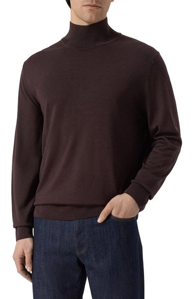 Водолазка из шерсти и шелка BOSS темно-коричневого цвета по цене 26950 руб., арт. 50550015, фото 3 Водолазка из шерсти и шелка BOSS, арт. 50550015, фото 3