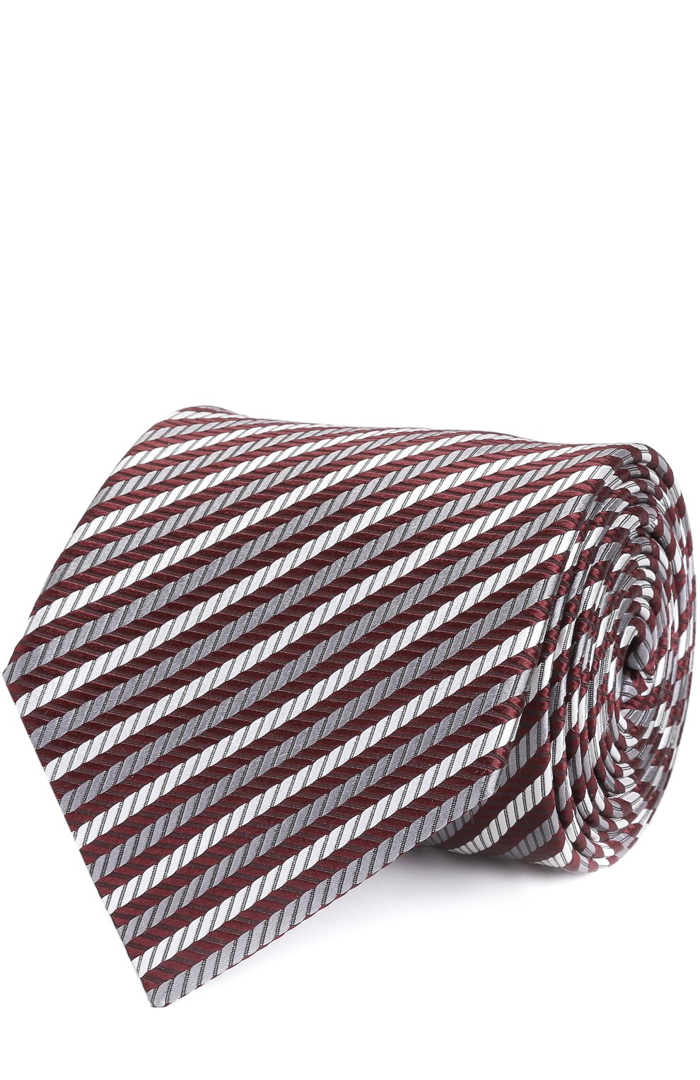 Шелковый галстук в полоску ZEGNA бордового цвета по цене 17950 руб., арт. Z9D101L8, фото 1 Шелковый галстук в полоску ZEGNA, арт. Z9D101L8, фото 1