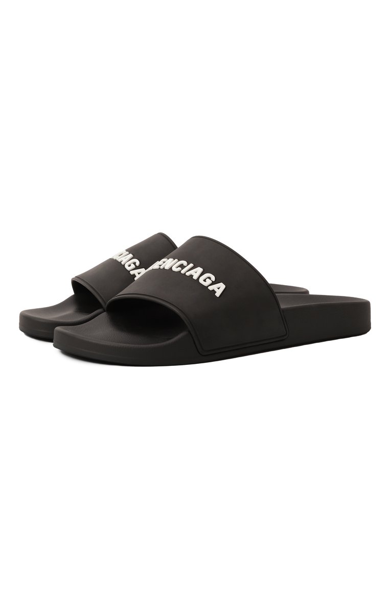Мужские шлепанцы pool BALENCIAGA черного цвета, арт. 565826/W1S80/1006/1006 | Фото 1 (Нос: Не проставлено; Материал внутренний: Текстиль; Материал внешний: Резина)