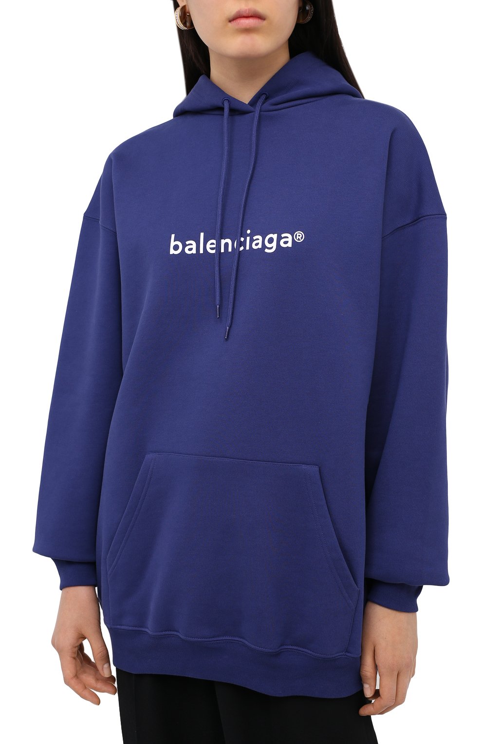 Хлопковое худи BALENCIAGA синего цвета по цене 93400 руб., арт. 578135/TIV55, фото 3 Хлопковое худи BALENCIAGA, арт. 578135/TIV55, фото 3