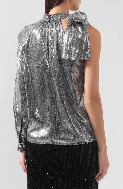 Блузка с пайетками MSGM серебряного цвета по цене 72000 руб., арт. 2643MDM20 195138, фото 4 Блузка с пайетками MSGM, арт. 2643MDM20 195138, фото 4
