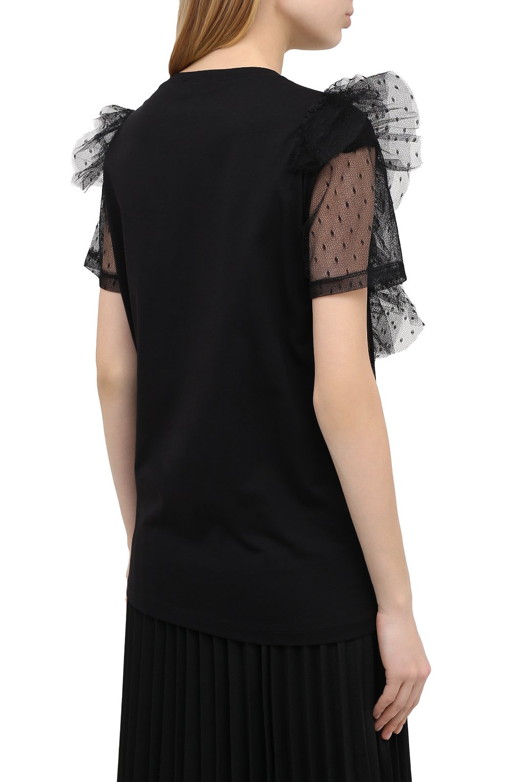 Хлопковая футболка REDVALENTINO черного цвета по цене 21850 руб., арт. UR0MG07S/5K4, фото 4 Хлопковая футболка REDVALENTINO, арт. UR0MG07S/5K4, фото 4