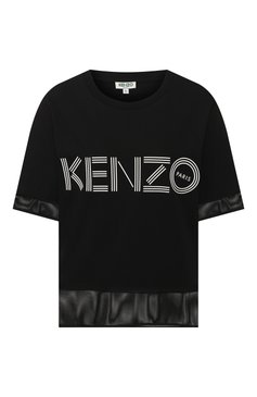 Женская хлопковая футболка KENZO черного цвета, арт. FA52TS617986 | Фото 1 (Материал внешний: Хлопок; Рукава: Короткие; Длина (для топов): Стандартные; Статус проверки: Проверено; Женское Кросс-КТ: Футболка-одежда; Стили: Спорт-шик; Принт: С принтом; Материал сплава: Проставлено; Драгоценные камни: Проставлено)