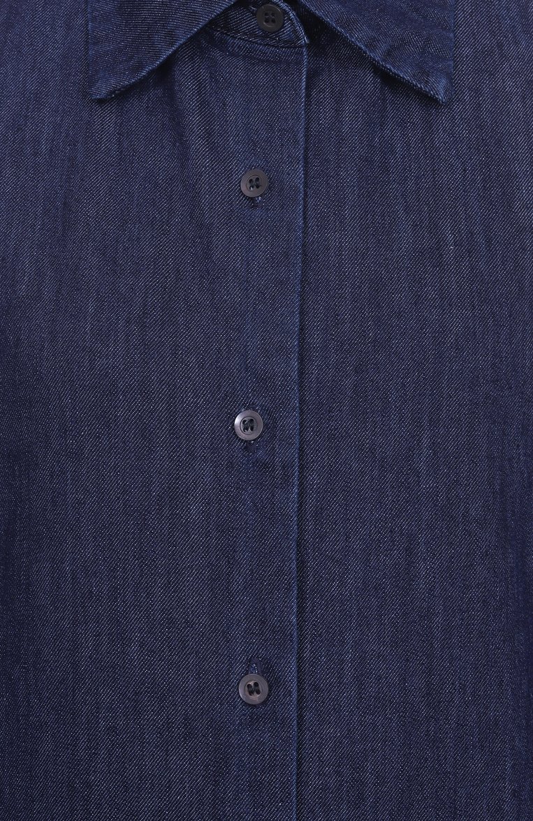 Женская джинсовая рубашка DRIES VAN NOTEN темно-синего цвета, арт. 251-010728-1553 | Фото 6 (Автоматизация состава: Проставлено; Автоматизация ТО: Проставлено; Материал внешний: Хлопок, Вискоза, Деним; Длина (для топов): Удлиненные; Рукава: Длинные; Стили: Кэжуэл; Женское Кросс-КТ: Рубашка-одежда; Кросс-КТ: Деним, костюм; Принт: Без принта)