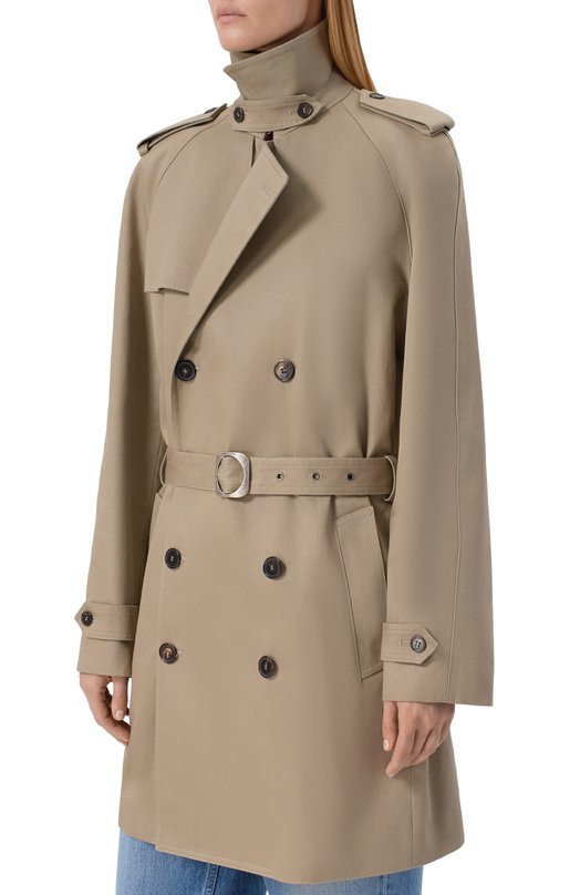 Хлопковый тренч Saint Laurent 560541/Y600U Бежевый  560541/Y600U Фото 6