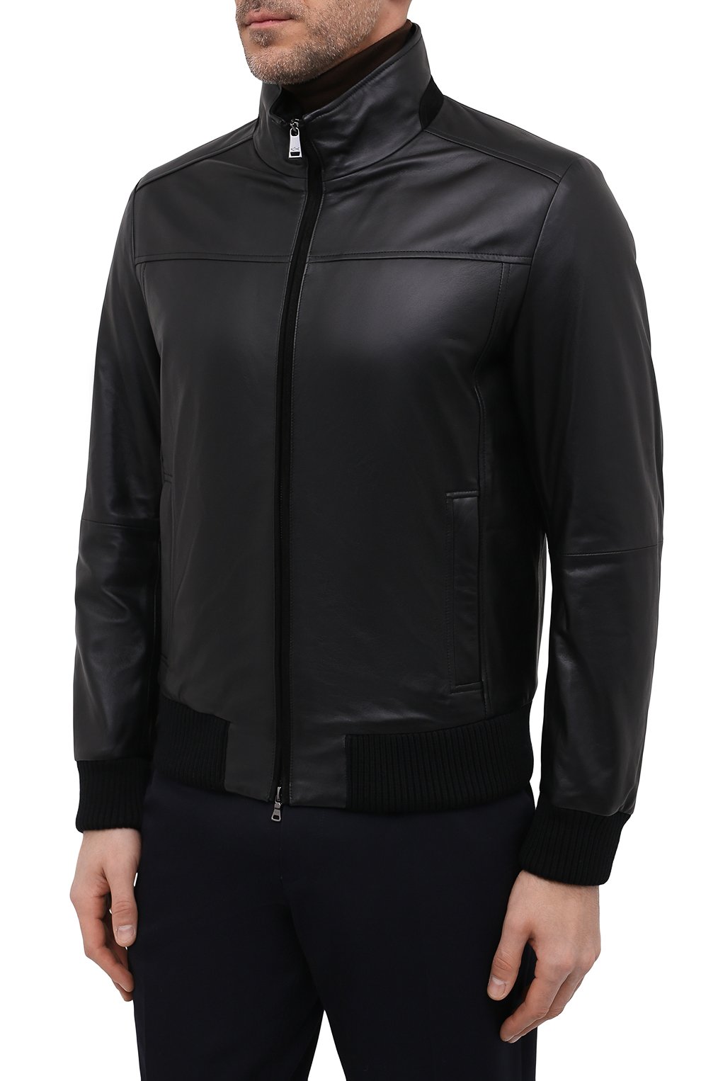 Кожаный бомбер PAUL&SHARK черного цвета по цене 124500 руб., арт. 11312499/H1F, фото 3 Кожаный бомбер PAUL&SHARK, арт. 11312499/H1F, фото 3