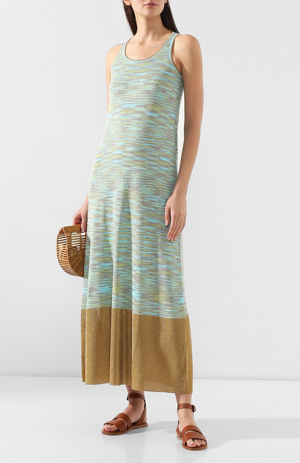 Платье из смеси вискозы и хлопка M MISSONI бирюзового цвета по цене 49950 руб., арт. 2DG00114/2K000I, фото 2 Платье из смеси вискозы и хлопка M MISSONI, арт. 2DG00114/2K000I, фото 2