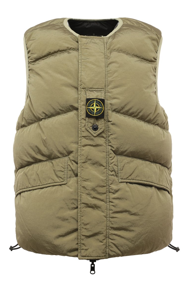 Мужской пуховый жилет STONE ISLAND хаки цвета, арт. 7915G1119 | Фото 1 (Мужское Кросс-КТ: жилеты-объемные; Материал внешний: Синтетический материал; Материал сплава: Проставлено; Стили: Милитари; Драгоценные камни: Проставлено; Длина (верхняя одежда): Короткие)