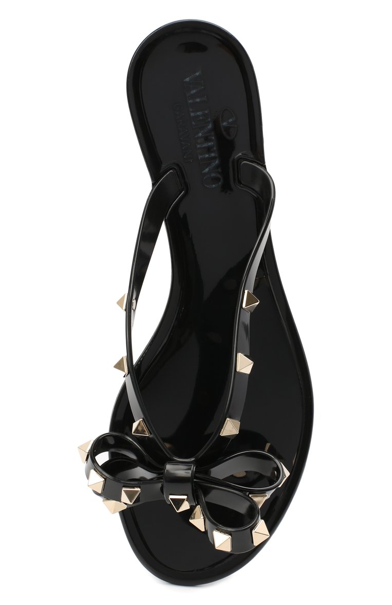Женские шлепанцы rockstud VALENTINO черного цвета, арт. ZW2S0552/PVS | Фото 5 (Статус проверки: Проверена категория; Каблук высота: Низкий; Подошва: Плоская; Материал внешний: Резина; Материал внутренний: Текстиль; Региональные ограничения белый список (Axapta Mercury): RU; Ювелирные украшения: Назначено; ширина носка стельки: 8,8; толщина подошвы: 0,7)