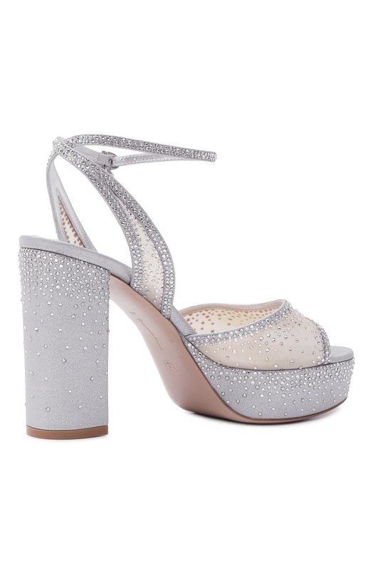 Текстильные босоножки Rania 115 Gianvito Rossi G32623.70RIC.B0RSINU Серебряный  G32623.70RIC.B0RSINU Фото 5