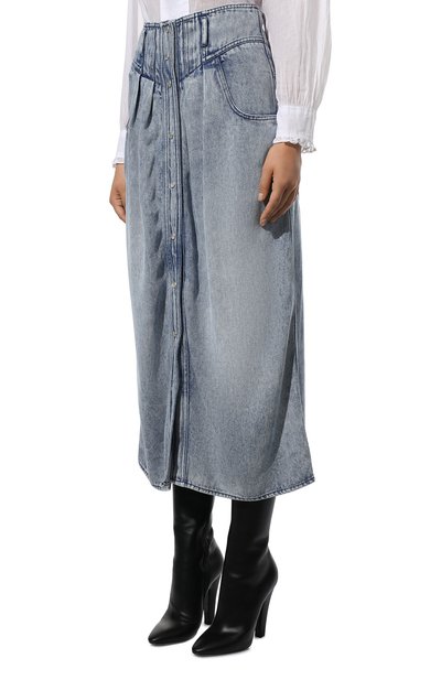 Джинсовая юбка ISABEL MARANT ETOILE голубого цвета по цене 28900 руб., арт. JU1381-22P021E/TIGRANE, фото 3 Джинсовая юбка ISABEL MARANT ETOILE, арт. JU1381-22P021E/TIGRANE, фото 3