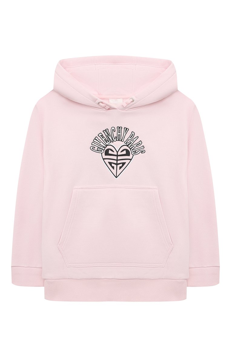 Детский хлопковое худи GIVENCHY светло-розового цвета, арт. H15347/6A-12A | Фото 1 (Материал внешний: Хлопок; Рукава: Длинные; Девочки Кросс-КТ: Худи-одежда; Автоматизация ТО: Проставлено; Автоматизация состава: Проставлено)
