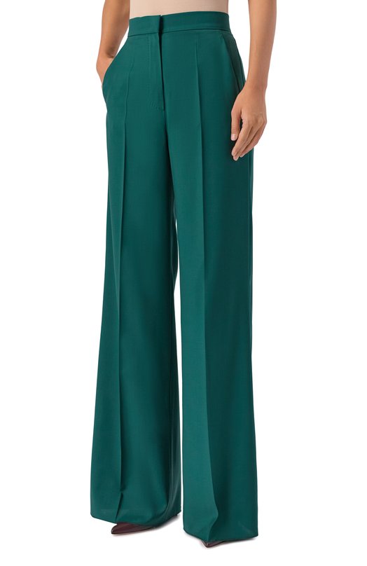 Шерстяные брюки Max Mara FERNET Зелёный  FERNET Фото 3