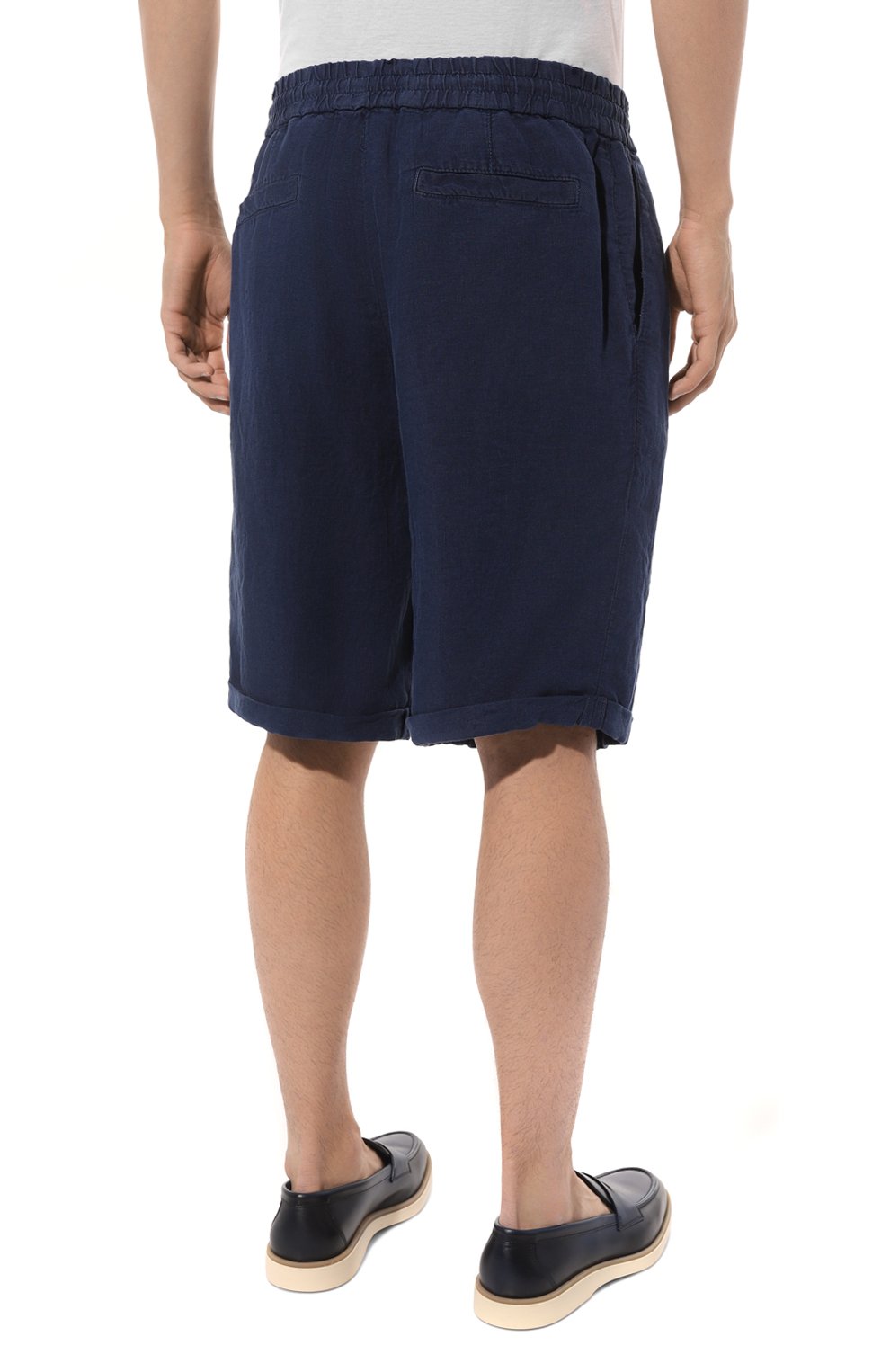 Льняные шорты BRUNELLO CUCINELLI темно-синего цвета по цене 95700 руб., арт. M243DU0020, фото 4 Льняные шорты BRUNELLO CUCINELLI, арт. M243DU0020, фото 4