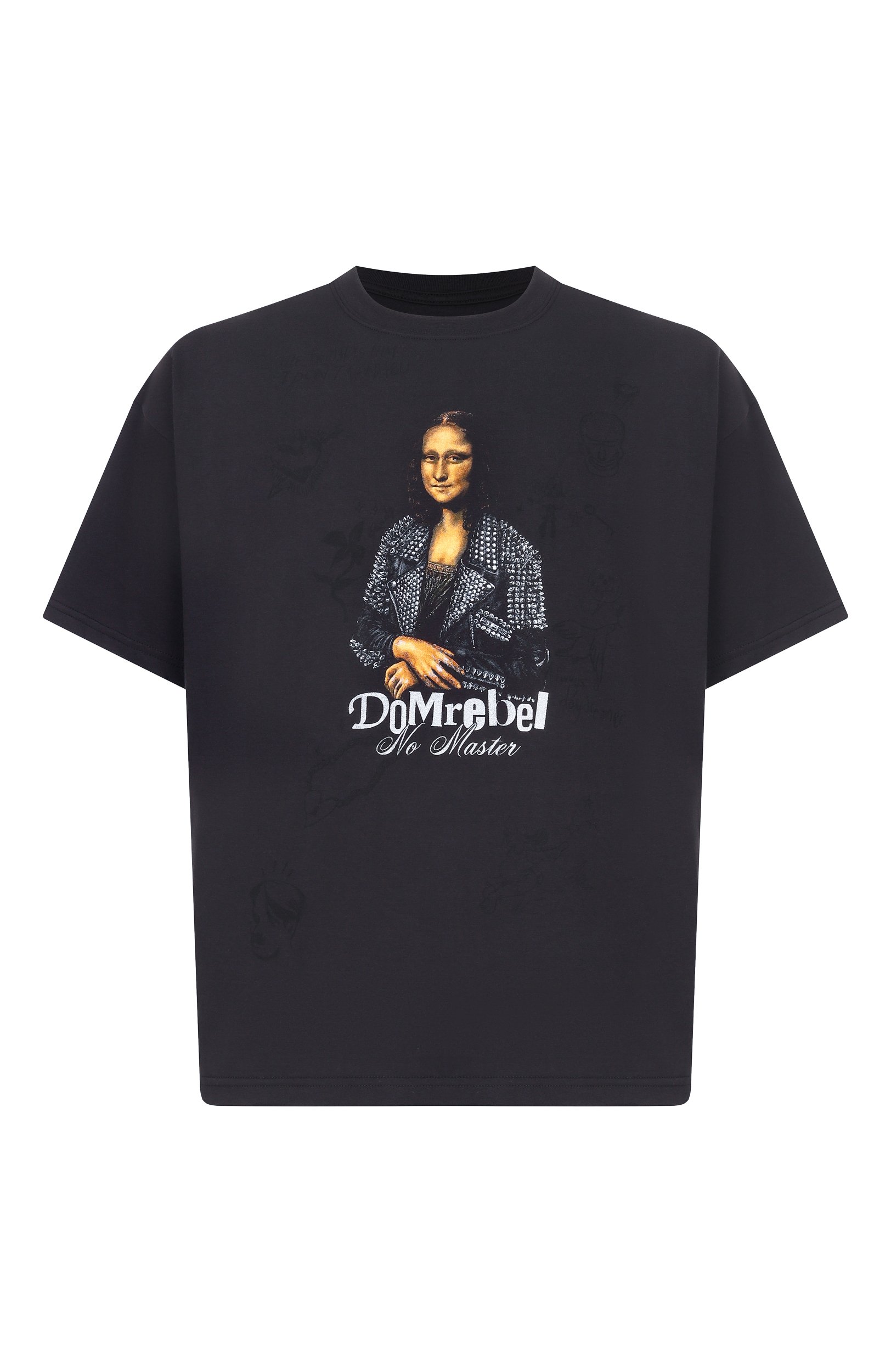 Хлопковая футболка DOMREBEL черного цвета по цене 22100 руб., арт. M SHE IS HER/T-SHIRT, фото 1 Хлопковая футболка DOMREBEL, арт. M SHE IS HER/T-SHIRT, фото 1
