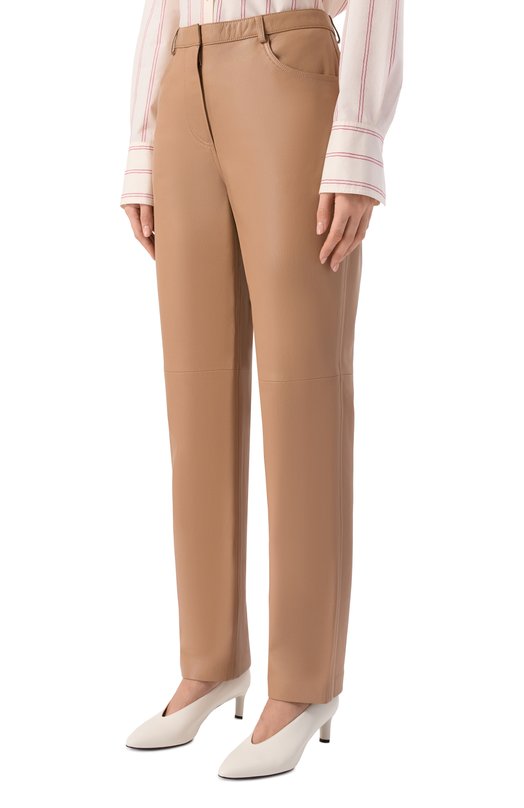 Кожаные брюки 12 STOREEZ 138596 Коричневый  138596 Фото 3