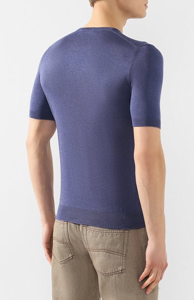 Шелковый джемпер ANDREA CAMPAGNA синего цвета по цене 43900 руб., арт. 43112/23503, фото 4 Шелковый джемпер ANDREA CAMPAGNA, арт. 43112/23503, фото 4