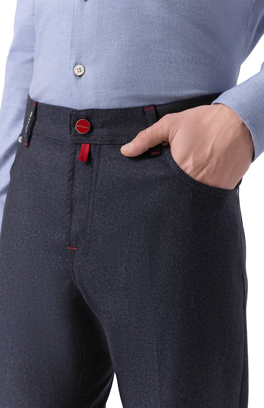 Шерстяные брюки Kiton UPNJSK0171H01 Синий  UPNJSK0171H01 Фото 5