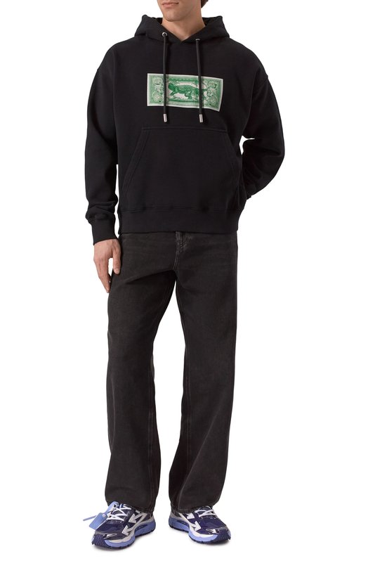 Хлопковое худи Off-White 0MBB085S25FLE00H Чёрный  0MBB085S25FLE00H Фото 2