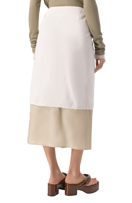 Юбка из хлопка и вискозы Dries Van Noten 251-010826-1553 Кремовый  251-010826-1553 Фото 4