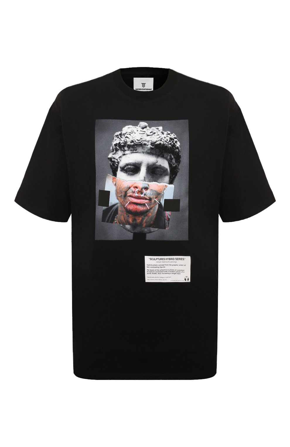 Хлопковая футболка DIEGO VENTURINO черного цвета по цене 17500 руб., арт. D3W4DVTS0HPP, фото 1 Хлопковая футболка DIEGO VENTURINO, арт. D3W4DVTS0HPP, фото 1