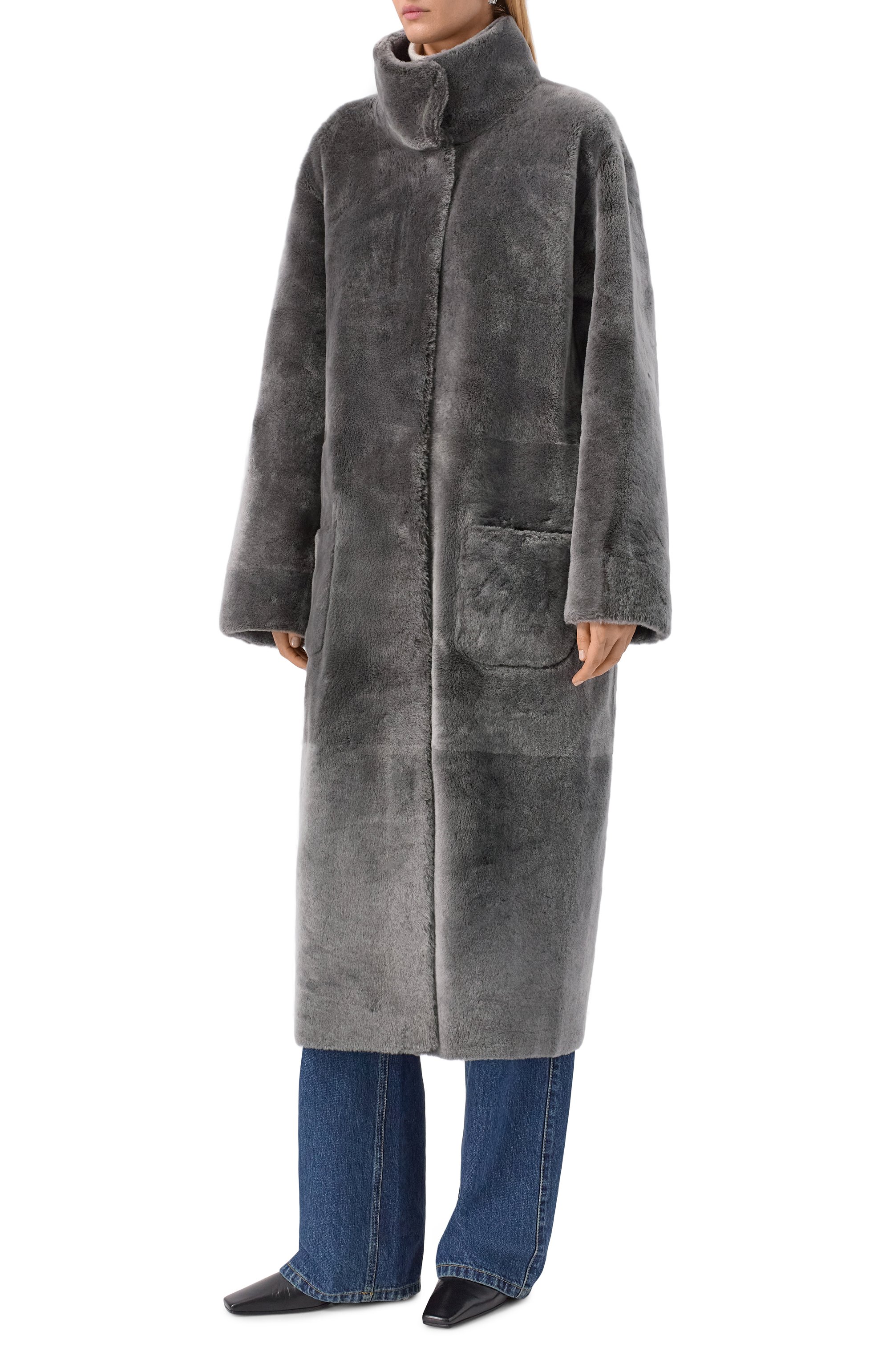 Дубленка из овчины SIMONETTA RAVIZZA серого цвета по цене 499500 руб., арт. F05C0142H21T, фото 3 Дубленка из овчины SIMONETTA RAVIZZA, арт. F05C0142H21T, фото 3