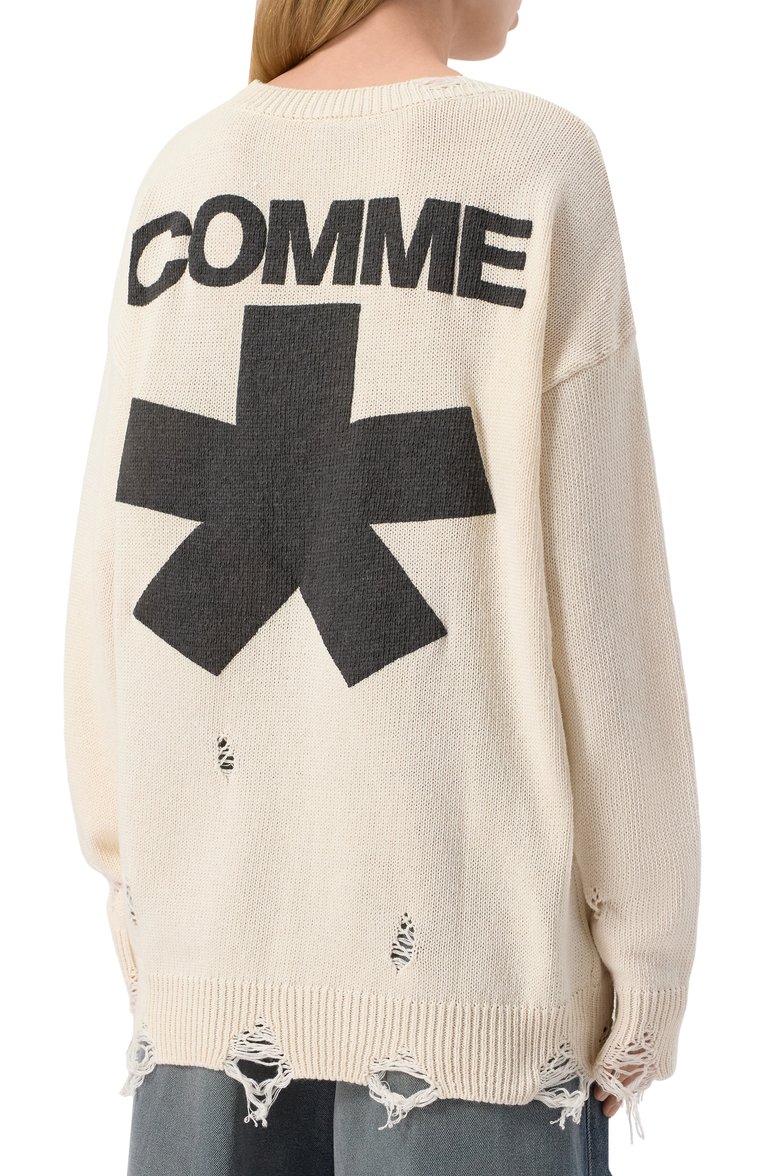 Женский свитер COMME DES FUCKDOWN кремового цвета, арт. CFABW01314 | Фото 4 (Рукава: Длинные; Материал внешний: Синтетический материал, Хлопок; Длина (для топов): Удлиненные; Стили: Гранж; Женское Кросс-КТ: Свитер-одежда)