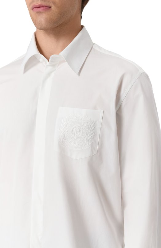 Хлопковая рубашка Balmain FH1HS480/CE48 Белый  FH1HS480/CE48 Фото 5