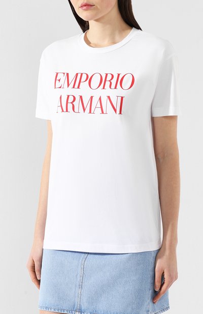Хлопковая футболка EMPORIO ARMANI белого цвета по цене 11850 руб., арт. 3G2T69/2J07Z, фото 3 Хлопковая футболка EMPORIO ARMANI, арт. 3G2T69/2J07Z, фото 3