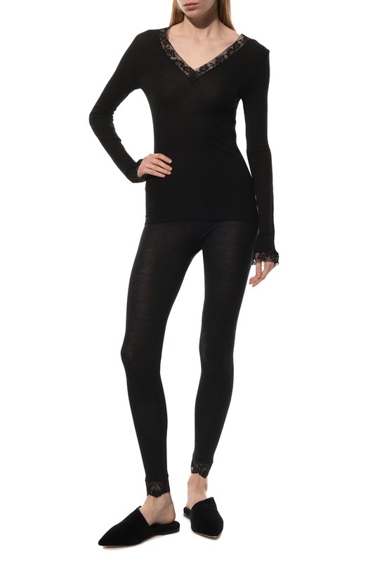 Лонгслив из шерсти и шелка Zimmerli 370-53506 Чёрный  370-53506 Фото 2