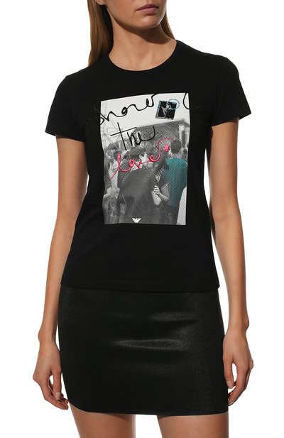 Хлопковая футболка EMPORIO ARMANI черного цвета по цене 15050 руб., арт. 3L2T7W/2J53Z, фото 3 Хлопковая футболка EMPORIO ARMANI, арт. 3L2T7W/2J53Z, фото 3