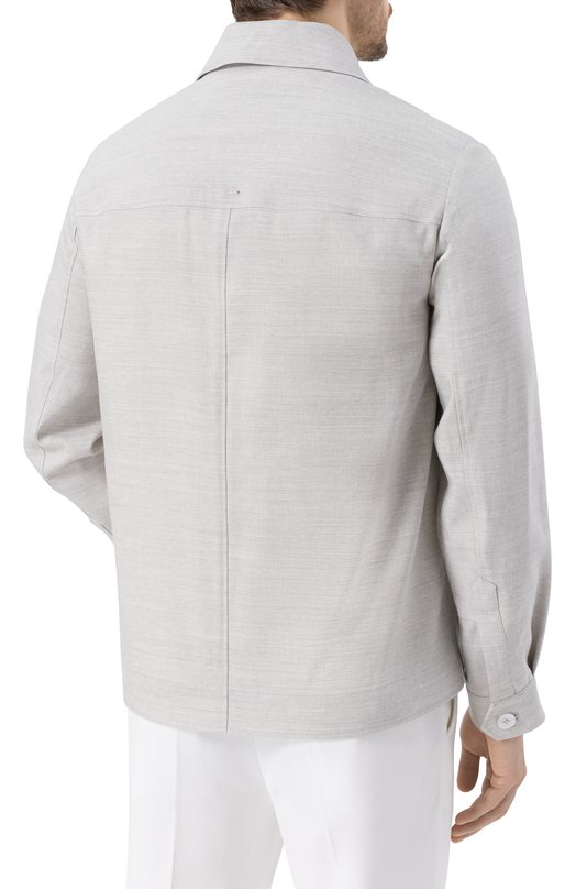 Куртка-рубашка изо льна и шерсти Stefano Ricci M7J5100380/WL003L Серый  M7J5100380/WL003L Фото 4