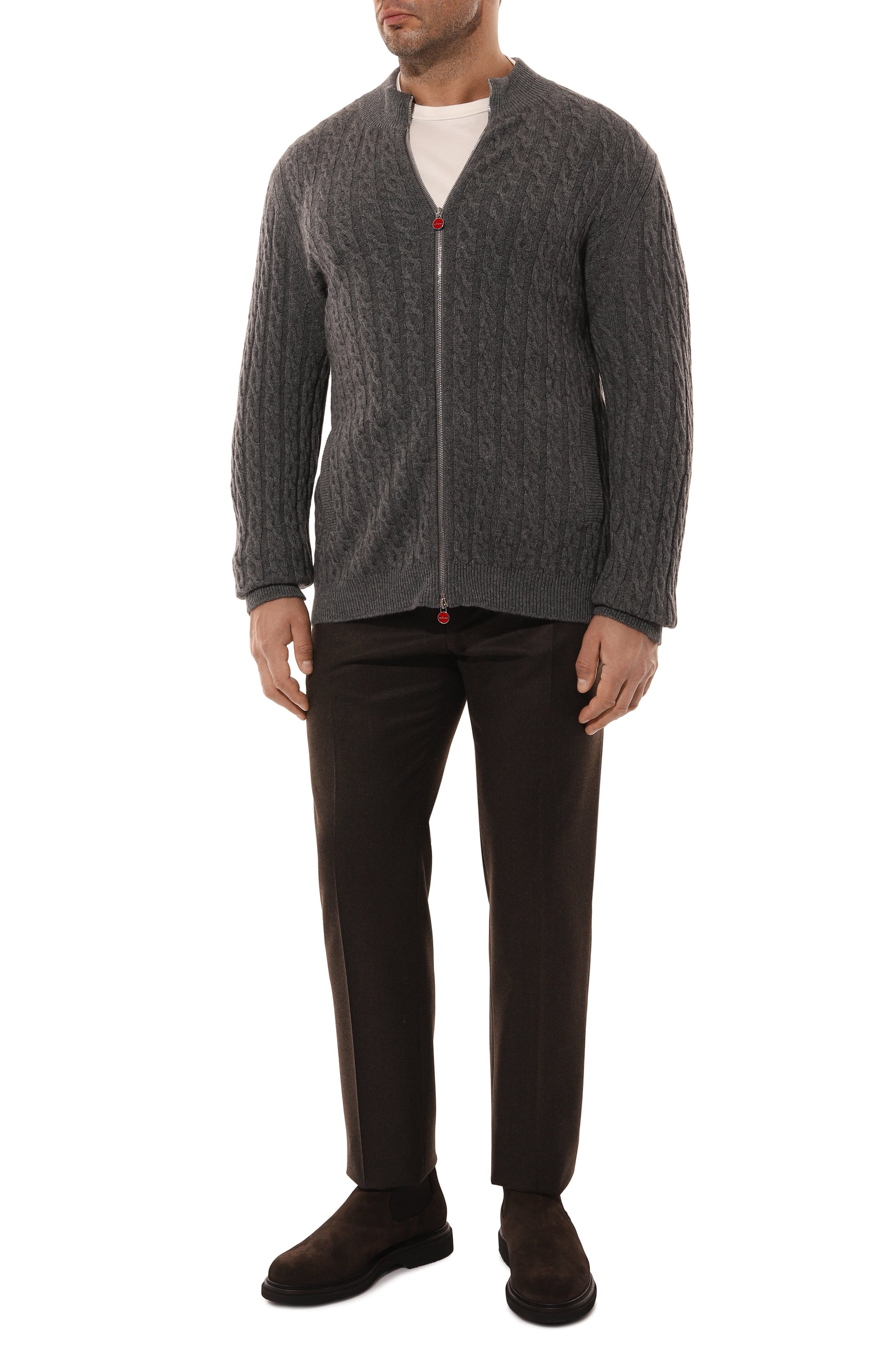 Кашемировый кардиган KITON темно-серого цвета по цене 432500 руб., арт. UMK10191040_4XL-8XL, фото 2 Кашемировый кардиган KITON, арт. UMK10191040_4XL-8XL, фото 2