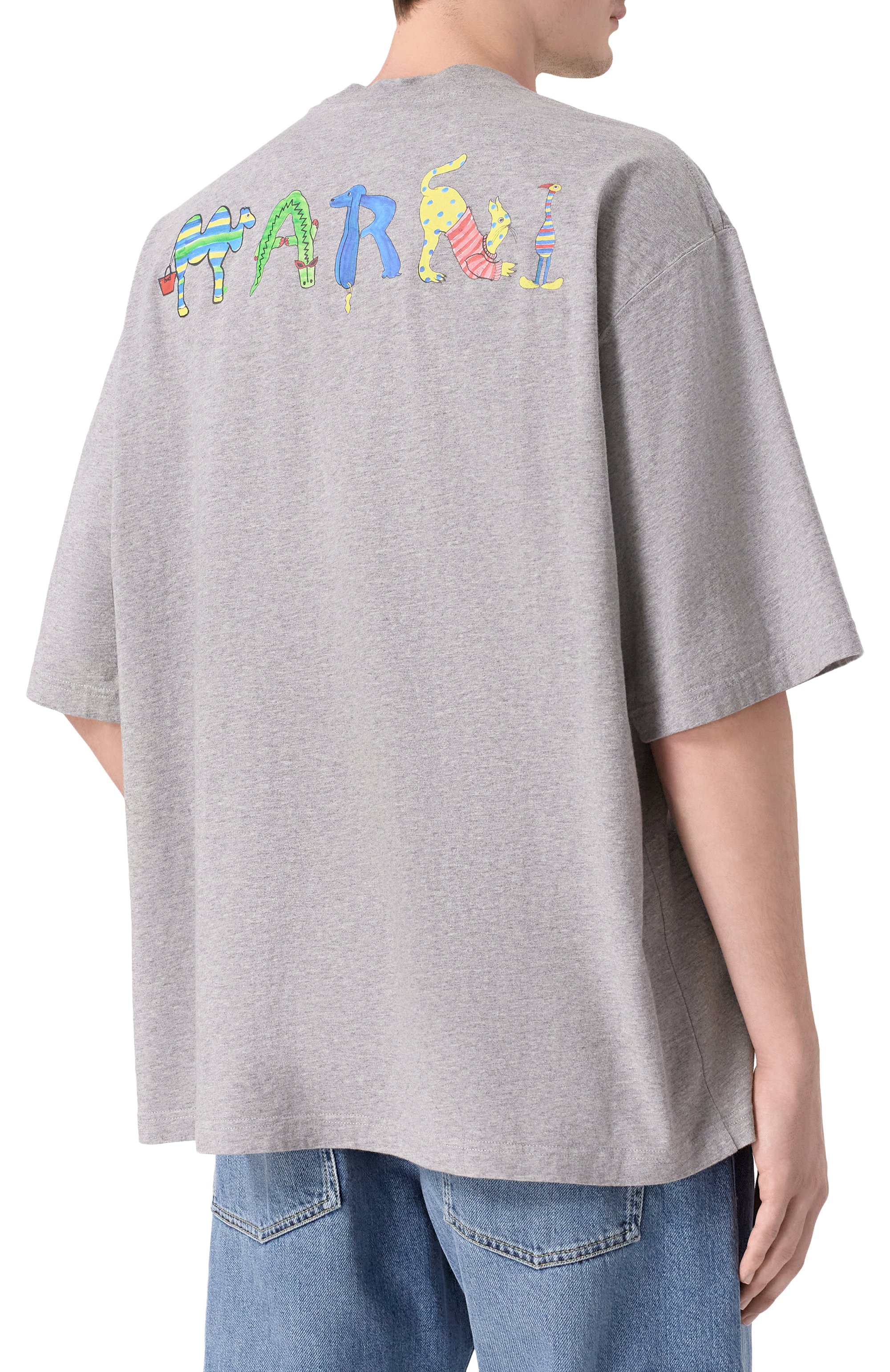 Хлопковая футболка MARNI серого цвета по цене 55800 руб., арт. HUMU02233P/USCY98, фото 4 Хлопковая футболка MARNI, арт. HUMU02233P/USCY98, фото 4