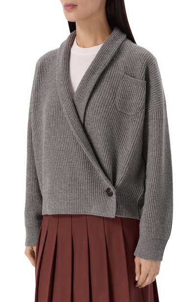 Кашемировый кардиган BRUNELLO CUCINELLI серого цвета по цене 382500 руб., арт. M12724306, фото 3 Кашемировый кардиган BRUNELLO CUCINELLI, арт. M12724306, фото 3