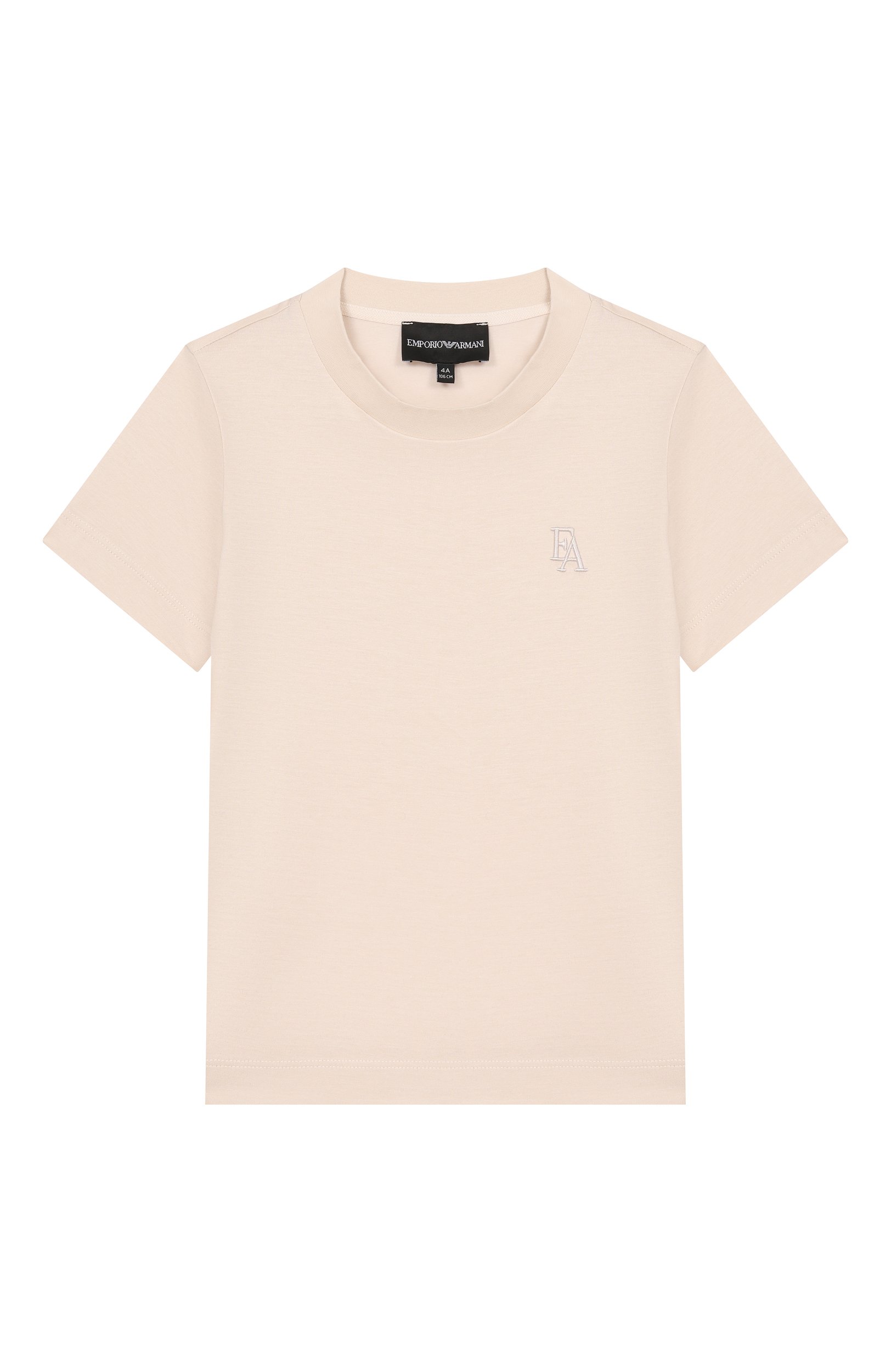 Футболка из лиоцелла и хлопка EMPORIO ARMANI кремового цвета по цене 8775 руб., арт. EB001644/AF10127, фото 1 Футболка из лиоцелла и хлопка EMPORIO ARMANI, арт. EB001644/AF10127, фото 1