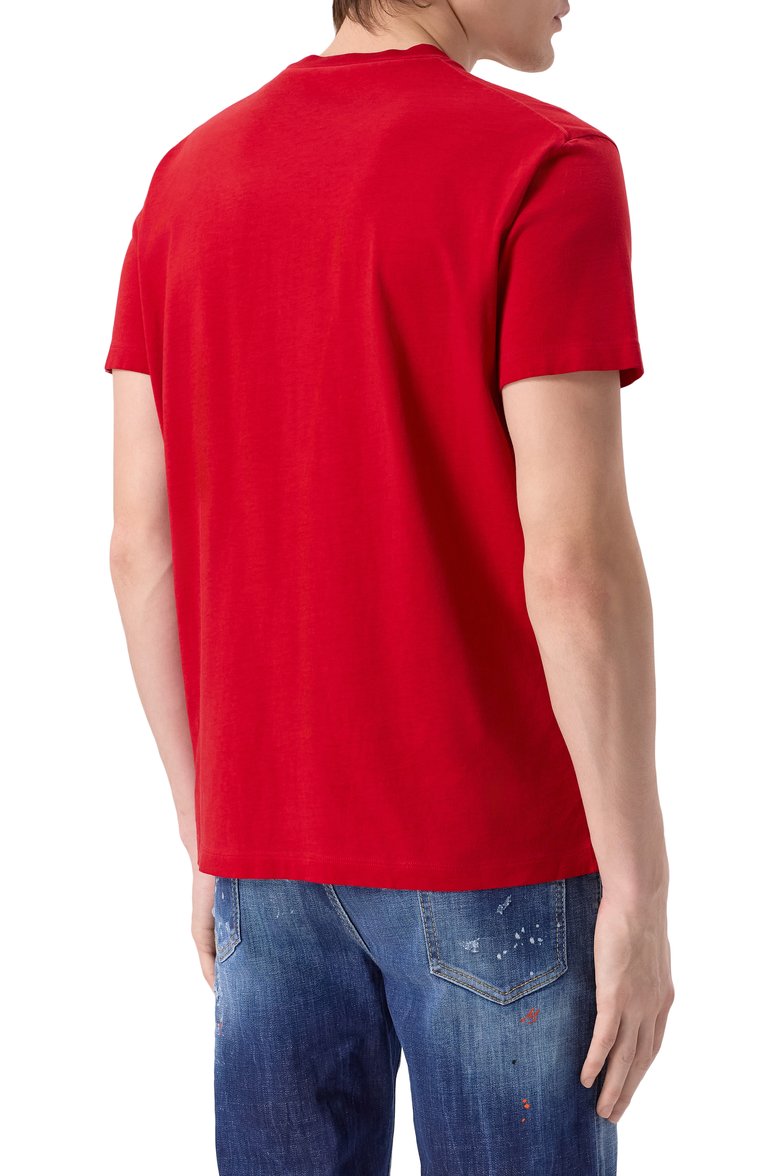 Мужская хлопковая футболка DSQUARED2 красного цвета, арт. S74GD1391/D20035 | Фото 4 (Длина (для топов): Стандартные; Рукава: Короткие; Принт: С принтом; Стили: Кэжуэл; Материал внешний: Хлопок; Мужское Кросс-КТ: Футболка-одежда; Кросс-КТ: Джерси; Автоматизация ТО: Проставлено; Детали: Без декора; Автоматизация состава: Проставлено)