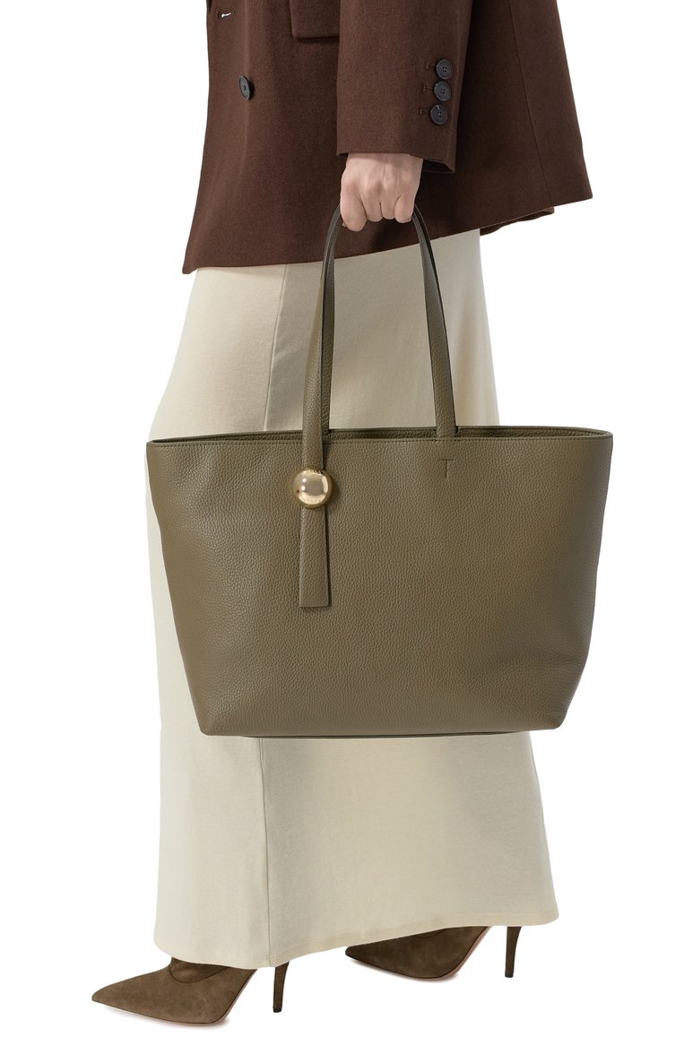 Женская сумка-тоут sfera large FURLA темно-зеленого цвета, арт. WB01353/HSF000 | Фото 2 (Размер: large; Материал: Натуральная кожа; Автоматизация состава: Проставлено; Автоматизация ТО: Проставлено)
