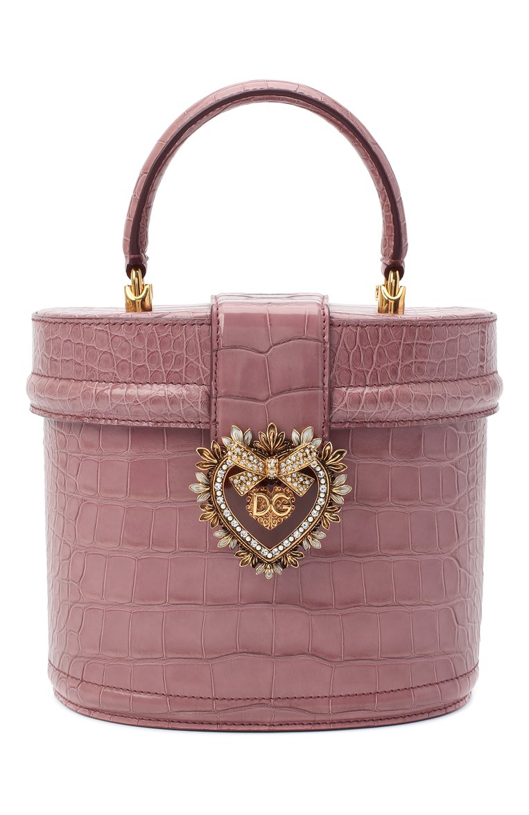 Женская сумка devotion из кожи аллигатора DOLCE & GABBANA темно-розового цвета, арт. BB6800/B2DE5/AMIS | Фото 1 (Размер: mini; Ремень/цепочка: На ремешке; Сумки-технические: Сумки через плечо, Сумки top-handle; Материал: Экзотическая кожа)