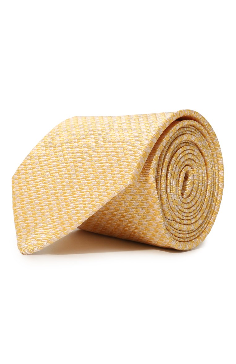 Мужской шелковый галстук SARTORIO желтого цвета, арт. SCRAVMRSC478002 | Фото 1 (Принт: С принтом; Материал: Текстиль, Шелк; Материал сплава: Проставлено; Нос: Не проставлено)