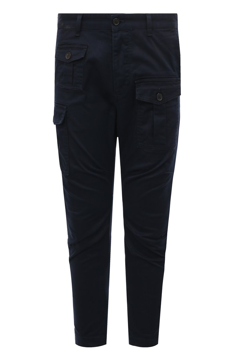 Мужские хлопковые брюки-карго DSQUARED2 темно-синего цвета, арт. S74KB0818/S39021 | Фото 1 (Материал внешний: Хлопок; Силуэт М (брюки): Карго; Случай: Повседневный; Стили: Гранж; Длина (брюки, джинсы): Стандартные)