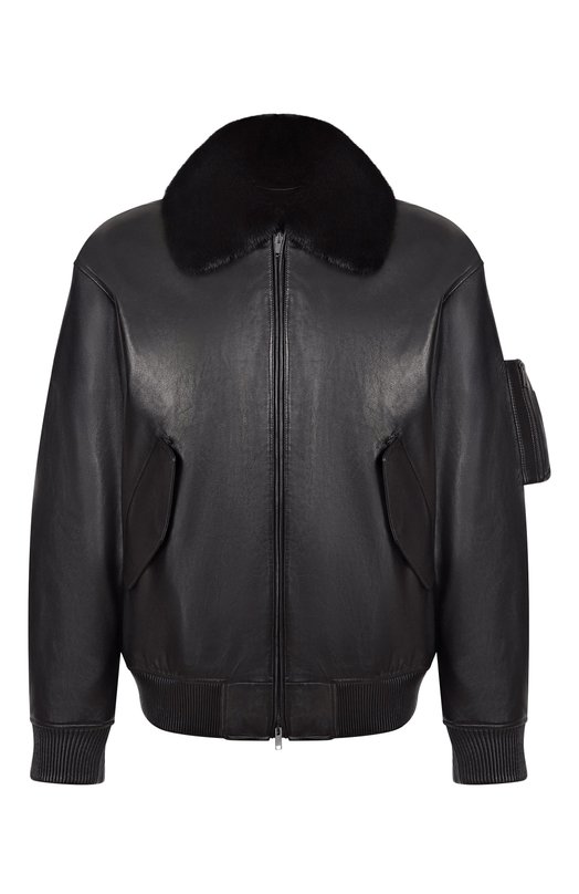Кожаный бомбер с подкладкой из норки MVST M25.1PM.0004/BIG SIZE/PL0NGE Чёрный M25.1PM.0004/BIG SIZE/PL0NGE