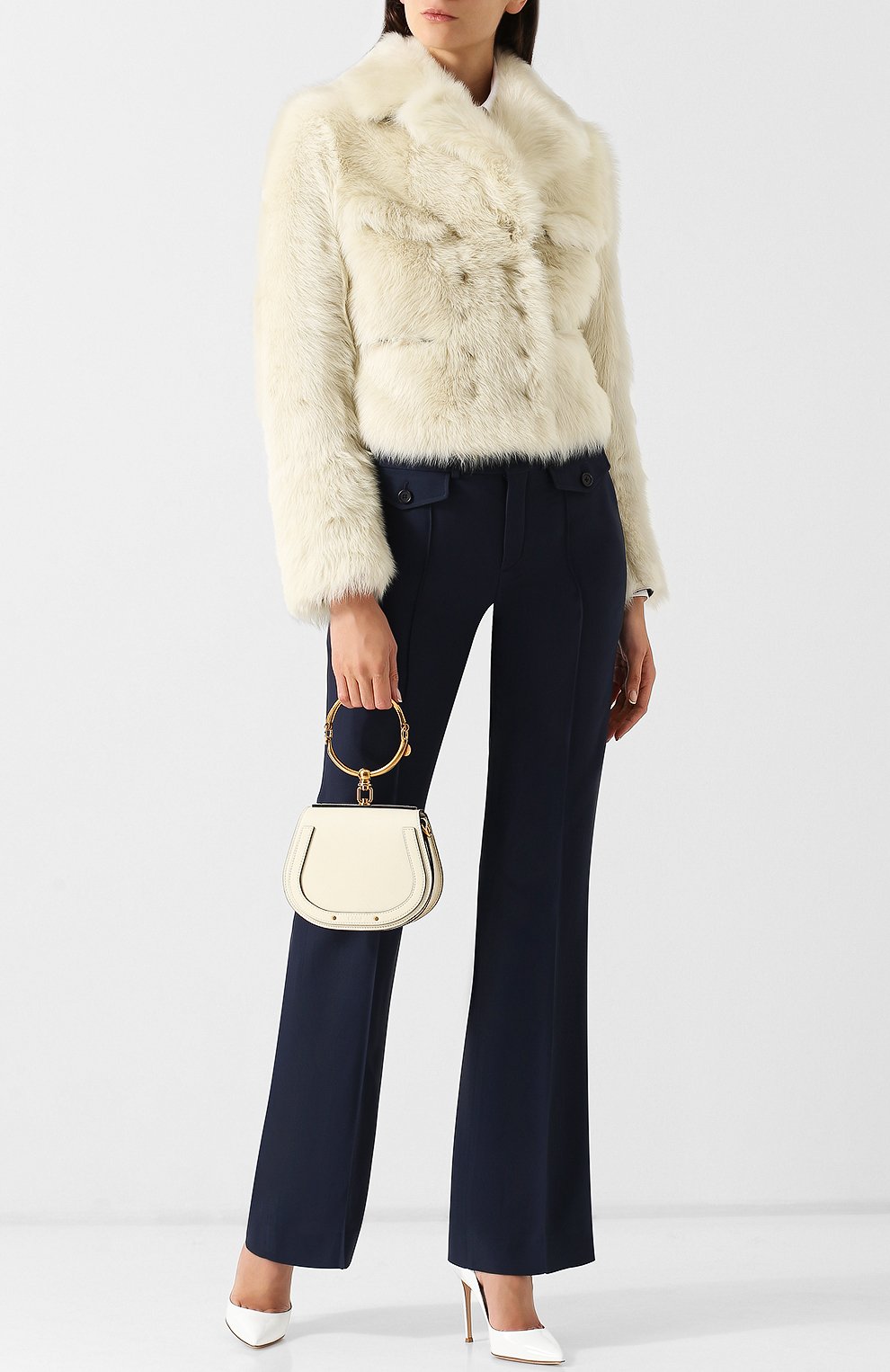 Укороченная шуба с кожаной отделкой CHLOÉ, арт. CHC18ACV06211, фото 2