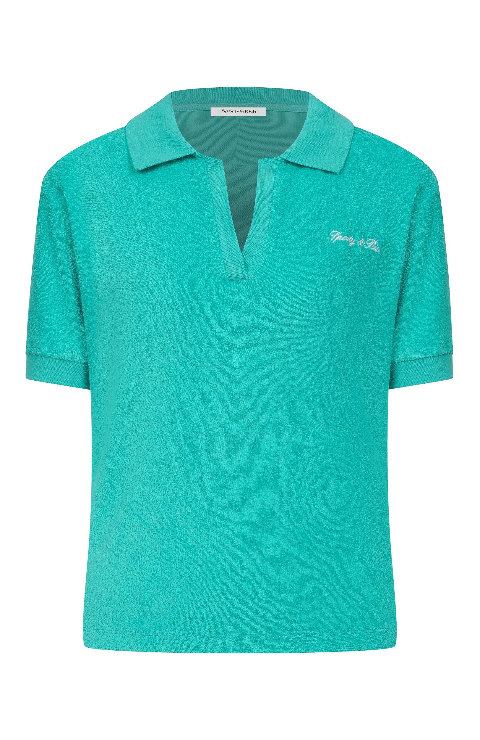 Хлопковое поло SPORTY AND RICH зеленого цвета по цене 23600 руб., арт. T0001712326GR02, фото 1 Хлопковое поло SPORTY AND RICH, арт. T0001712326GR02, фото 1