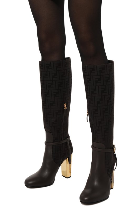 Комбинированные сапоги Delfina Fendi 8W8440 A0MF Коричневый  8W8440 A0MF Фото 3
