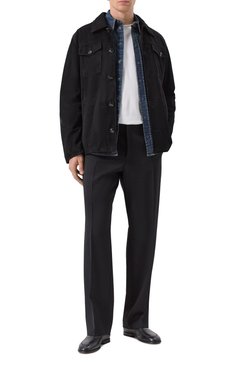 Мужская джинсовая рубашка DOLCE & GABBANA темно-синего цвета, арт. G5JC8D/G8GW9 | Фото 2 (Рукава: Длинные; Материал сплава: Проставлено; Длина (для топов): Стандартные; Материал внешний: Хлопок, Деним; Драгоценные камн�и: Проставлено; Стили: Кэжуэл; Манжеты: На кнопках; Принт: Однотонные; Случай: Повседневный; Рубашки М: Slim Fit; Кросс-КТ: Деним; Воротник: Акула)